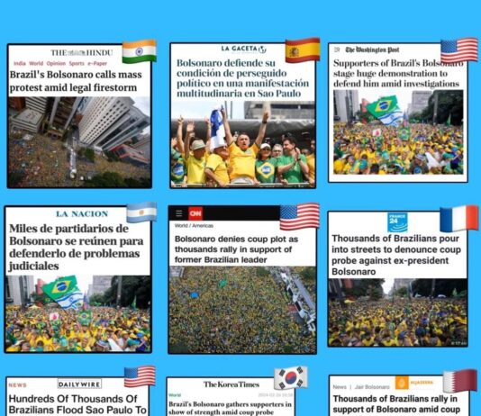 Apoio a Bolsonaro em ato pela democracia é destaque na imprensa internacional