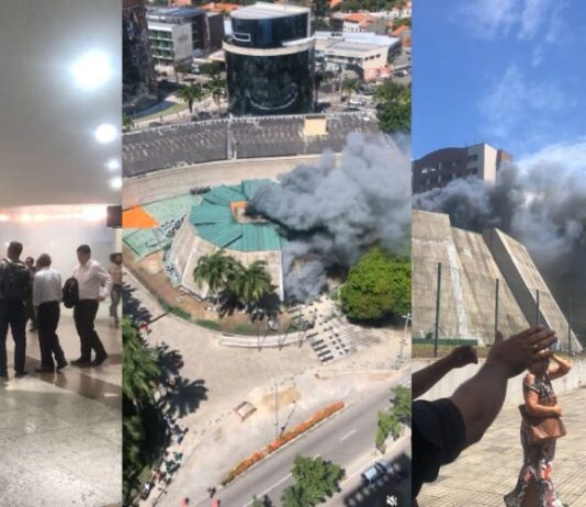 Incêndio atinge prédio da Assembleia Legislativa do Ceará e deixa duas pessoas feridas