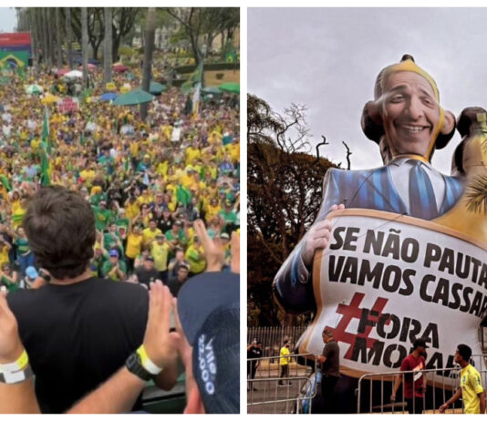 Manifestantes lotam Praça da Liberdade para pressionar Pacheco a pautar impeachment de Moraes