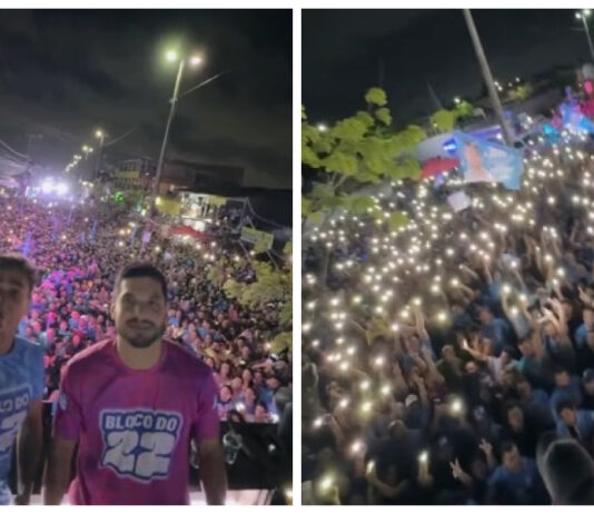 “Isso aqui é histórico”, diz Nikolas Ferreira em ato com André Fernandes que reuniu milhares de pessoas no Bom Jardim
