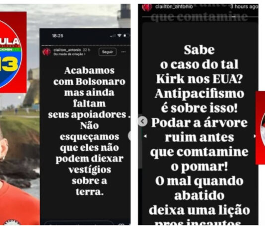 Policial civil do Ceará ameaça apoiadores de Bolsonaro e elogia assassinato de Charlie Kirk.