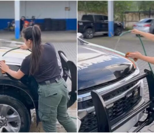 Justiça suspende punição à policial militar que publicou vídeo lavando viatura da PM no Ceará