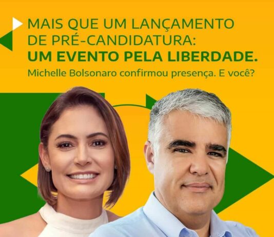 Lançamento da pré-candidatura de Eduardo Girão ao governo do Ceará nesse domingo (30) terá a presença de Michelle Bolsonaro.