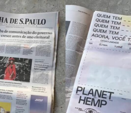 Folha de São Paulo distribui encarte com papel usado em cigarros de maconha