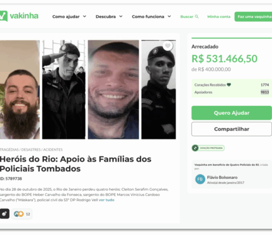 Sen. Flávio Bolsonaro faz vaquinha para famílias de policiais mortos e arrecada mais de 500 mil reais.
