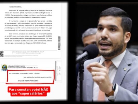 Dep. André Fernandes esclarece que votou não ao supersalários