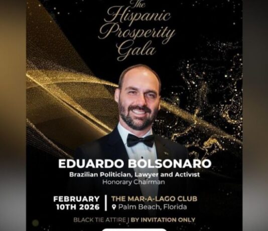 Eduardo Bolsonaro participará de evento com Trump e Milei nos EUA.