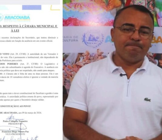 Após evento fracassado do governo Elmano (PT) em Aracoiaba, secretário critica vereadores pela ausência e tem nota de repúdio aprovada.