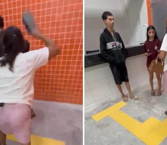 Jovem flagrado com drogas leva chineladas da mãe ao sair da delegacia em Camocim