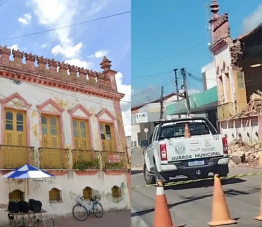 Casarão histórico desaba no Centro de Maranguape após embargo de obra de demolição