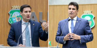 Deputados líderes do governo do PT discutem no palco em evento com Elmano em Iguatu