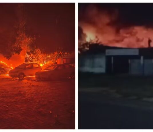 Incêndio atinge cerca de 50 veículos em pátio do Detran em Maranguape