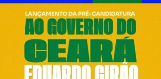 Eduardo Girão lança pré-candidatura a governador do Ceará em Caucaia no próximo sábado (04), com a presença de Romeu Zema.