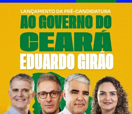 Eduardo Girão lança pré-candidatura a governador do Ceará em Caucaia no próximo sábado (04), com a presença de Romeu Zema.