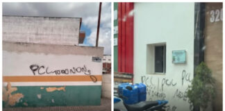 Membros de facção criminosa picham câmara municipal de Boa viagem, no interior do Ceará.