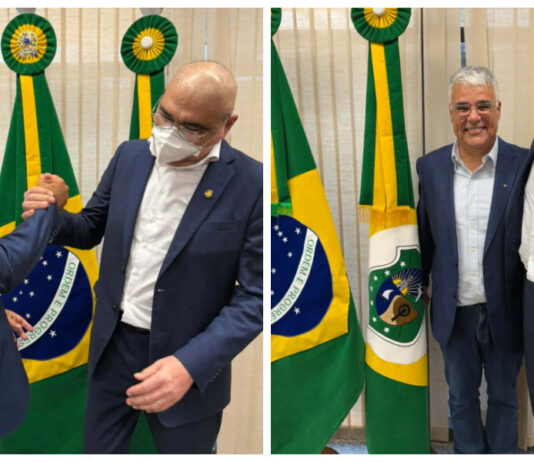 Sargento Reginauro toma posse no Senado Federal e recebe distintivo de lapela de Eduardo Girão