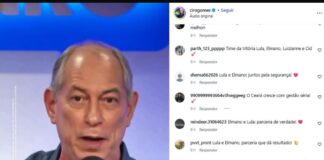 Comentários com sinais de robo invadem post de Ciro sobre Bebeto do Choró