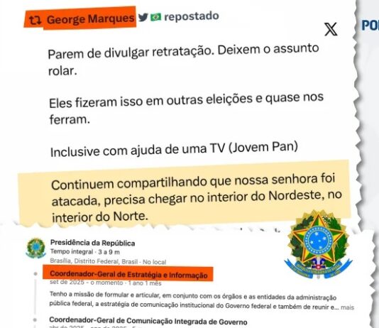 Funcionário do governo Lula estimula fake news sobre Nossa Senhora