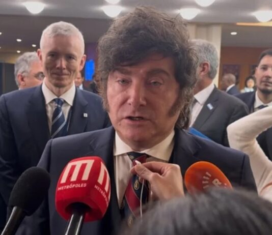 Milei diz esperar mudança no Brasil: “Curso socialista decadente”.