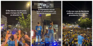 André Fernandes e Abreu Junior, acompanhados do deputado Lucas Pavanato, mobilizam multidão pelas ruas do Eusébio em apoio a Flávio Bolsonaro.