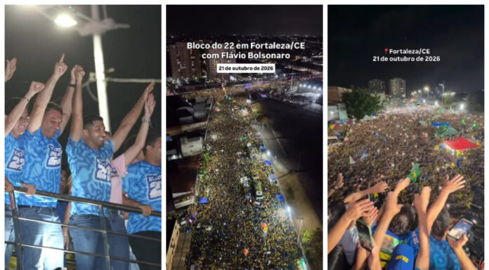 Histórico: Bloco do 22, organizado por André Fernandes e com a presença de Flávio Bolsonaro, reúne mais de 120 mil pessoas em Fortaleza.