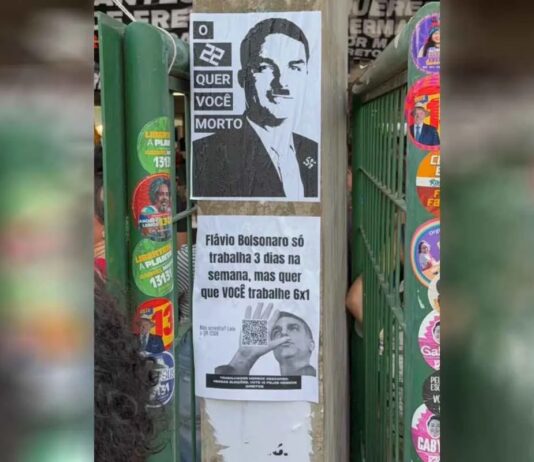 “22 quer você morto”: cartaz na UnB mostra Flávio de Hitler; MP é acionado