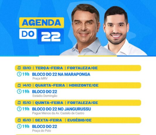 Deputado André Fernandes divulga agenda de eventos em apoio a Flávio Bolsonaro nessa semana.