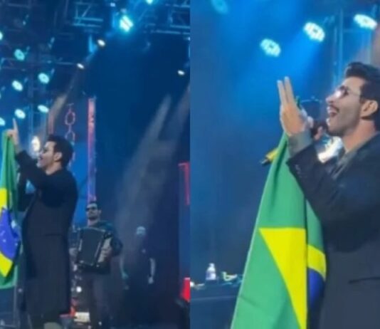 Em show, Gusttavo Lima declara apoio a Flávio: “Próximo 25 é 22”