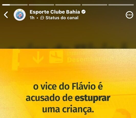 Esporte Clube Bahia publica mensagem pró-Lula com acusação arquivada contra vice de Flávio